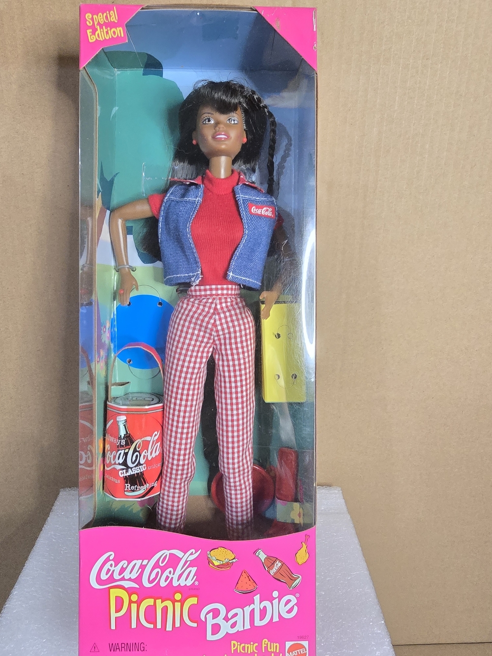 Barbie Coca-Cola Picnic Doll in Red Top, Red Gingham Pants & Blue Denim Vest